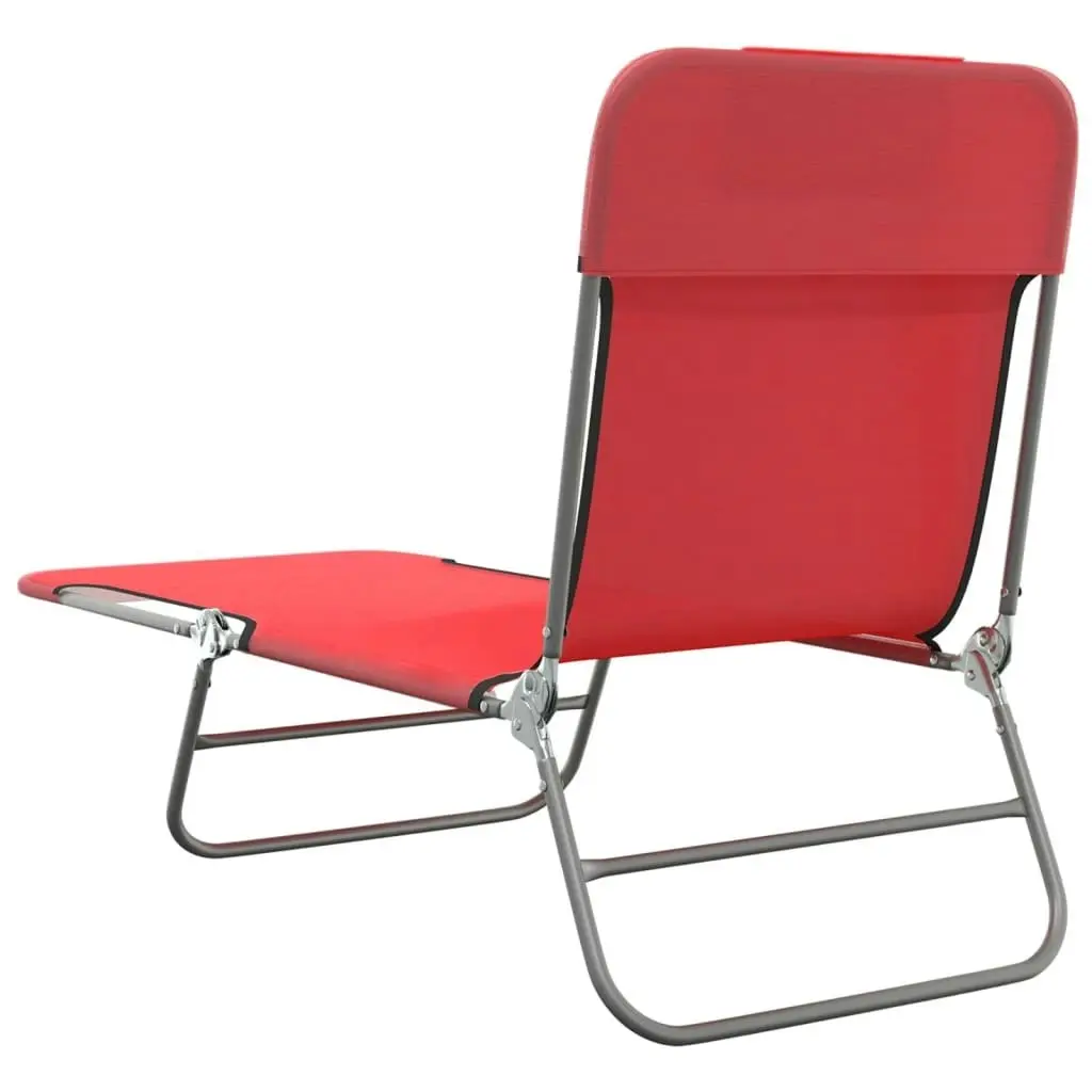 Folding Sun Loungers 2 pcs Red Textilene and Steel 360182