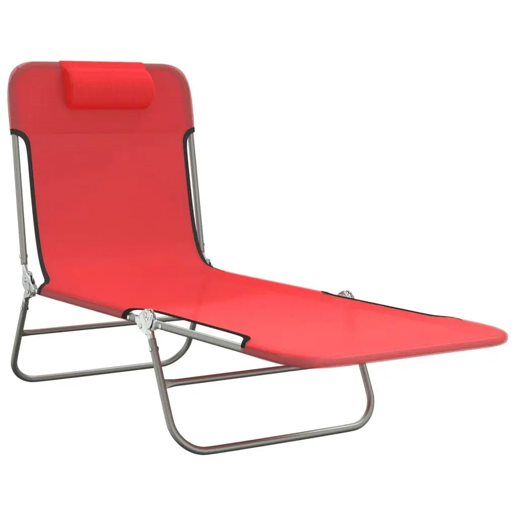 Folding Sun Loungers 2 pcs Red Textilene and Steel 360182