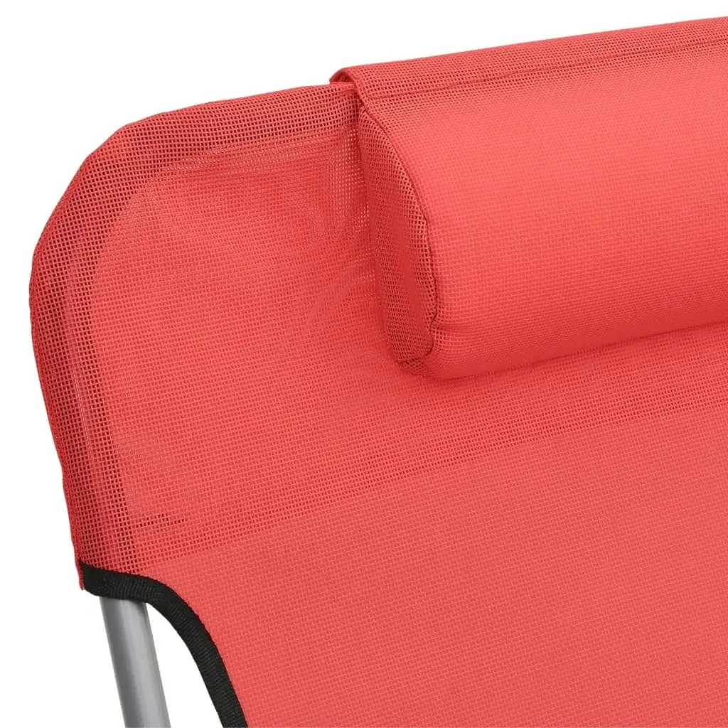 Folding Sun Loungers 2 pcs Red Textilene and Steel 360182