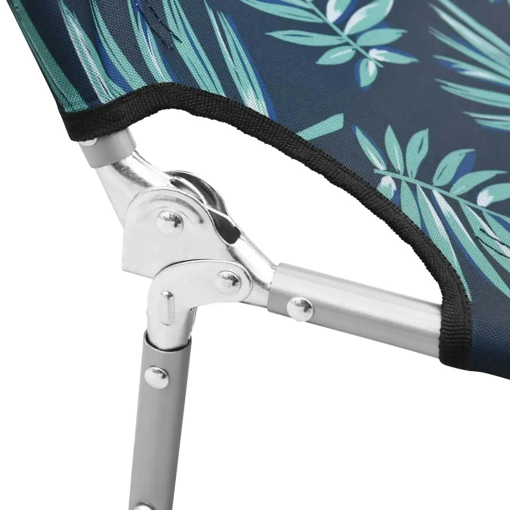 Folding Sun Lounger with Head Cushion Steel Leaves Print 310334