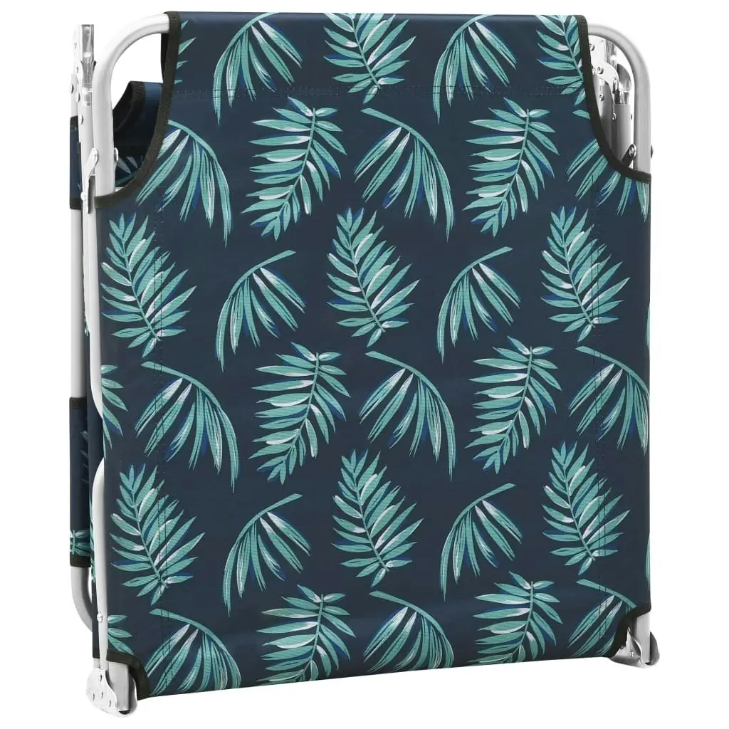 Folding Sun Lounger with Head Cushion Steel Leaves Print 310334