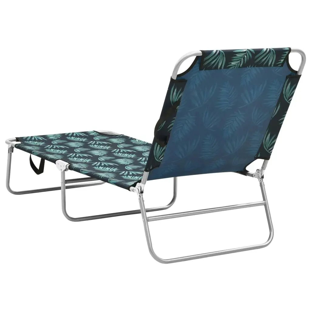 Folding Sun Lounger Steel and Fabric Leaves Print 310331