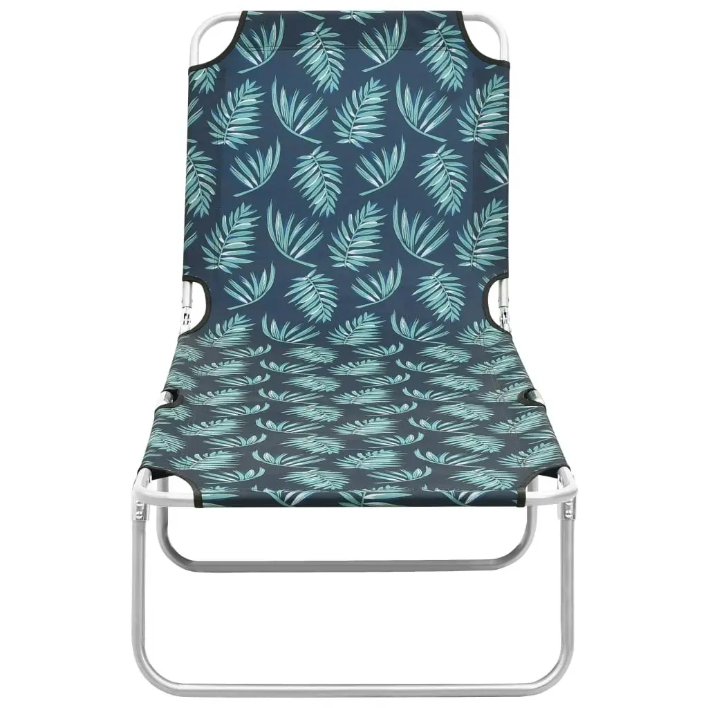 Folding Sun Lounger Steel and Fabric Leaves Print 310331