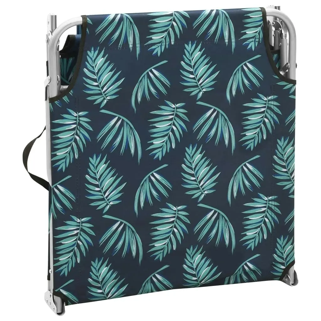 Folding Sun Lounger Steel and Fabric Leaves Print 310331