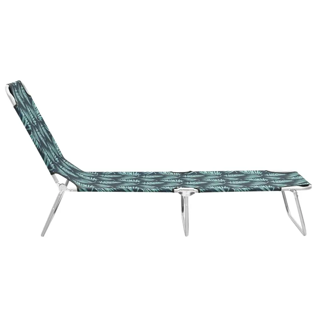 Folding Sun Lounger Steel and Fabric Leaves Print 310331