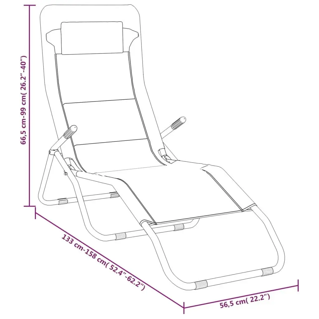 Folding Sun Loungers 2 pcs Grey Textilene and Powder-coated Steel 360171