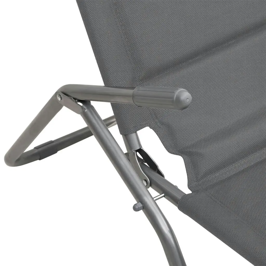 Folding Sun Loungers 2 pcs Grey Textilene and Powder-coated Steel 360171