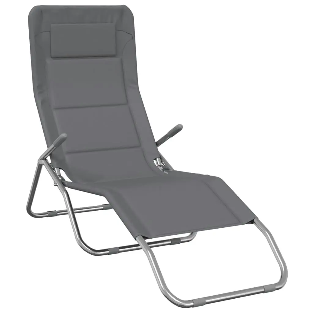 Folding Sun Loungers 2 pcs Grey Textilene and Powder-coated Steel 360171