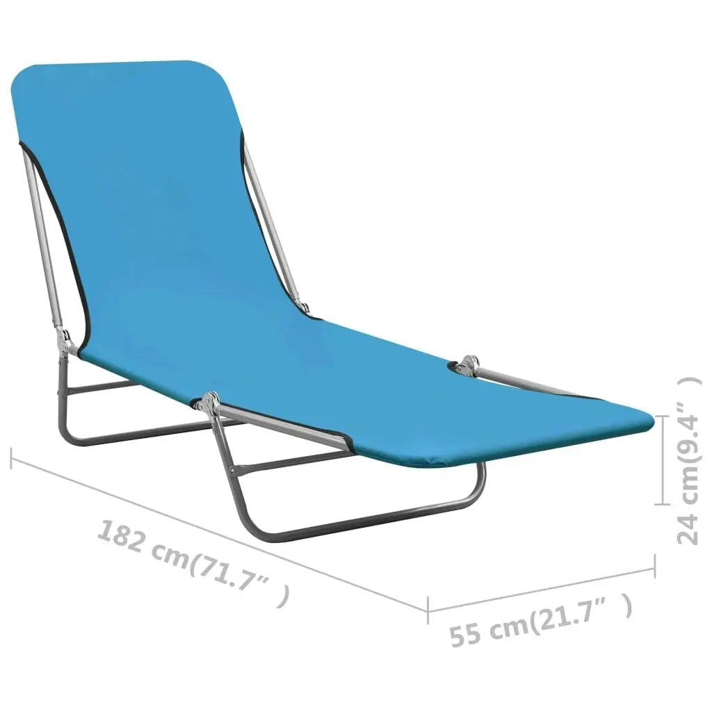 Folding Sun Loungers 2 pcs Steel and Fabric Blue 310344