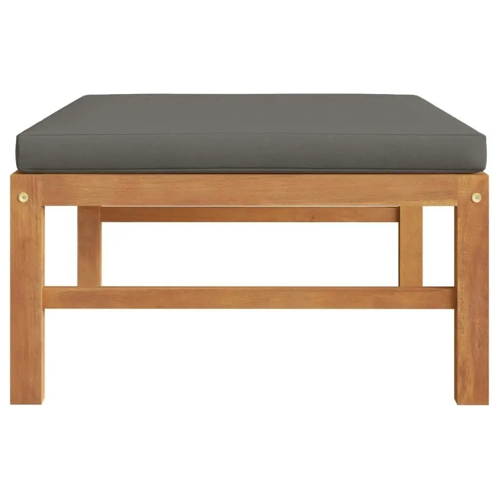 Footrest with Dark Grey Cushion Solid Teak Wood 316113