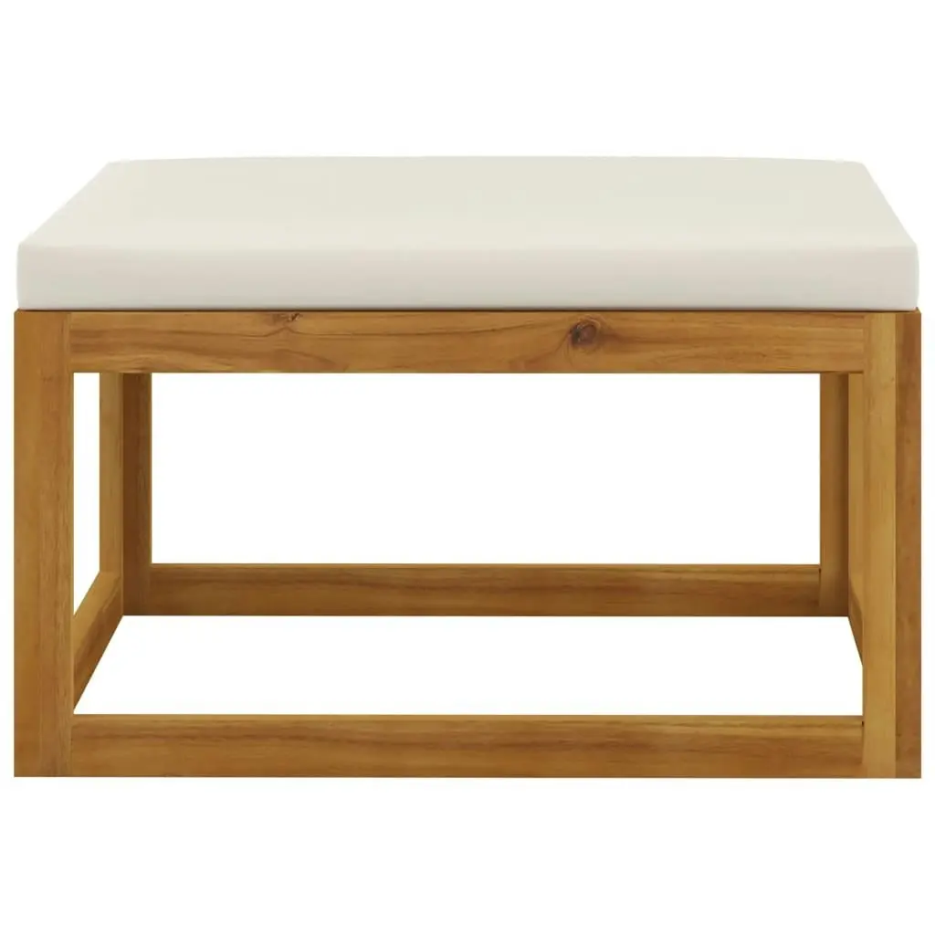 Footrest with Cream White Cushion Solid Acacia Wood 311865