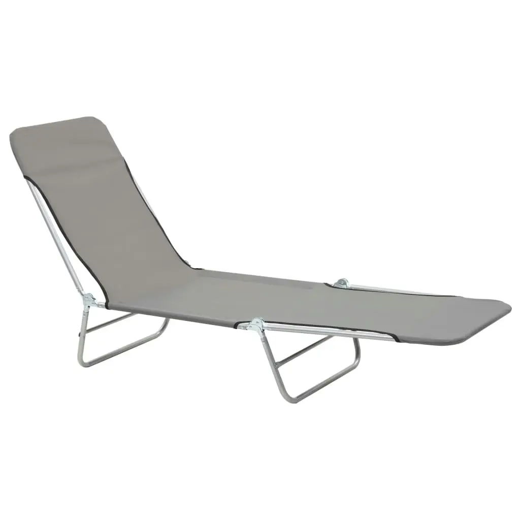 Folding Sun Loungers 2 pcs Steel and Fabric Grey 44302