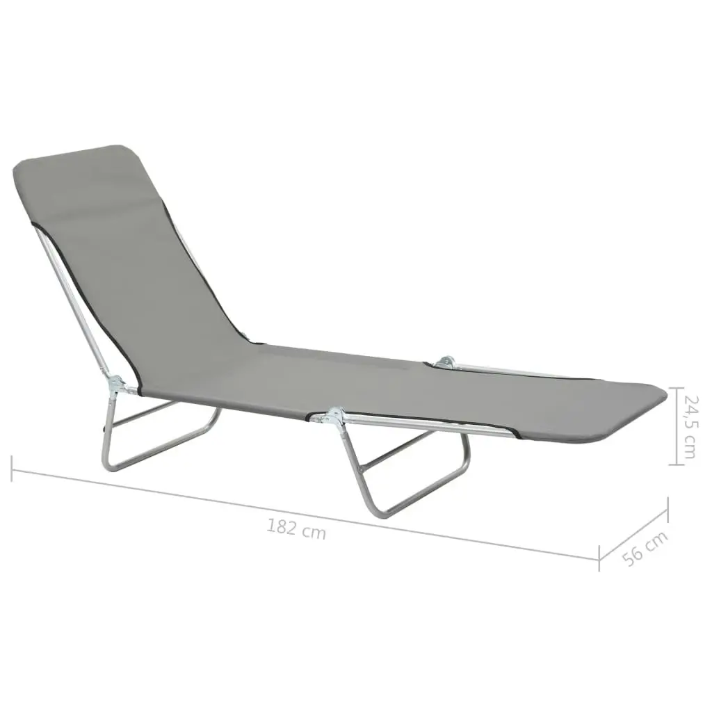 Folding Sun Loungers 2 pcs Steel and Fabric Grey 44302