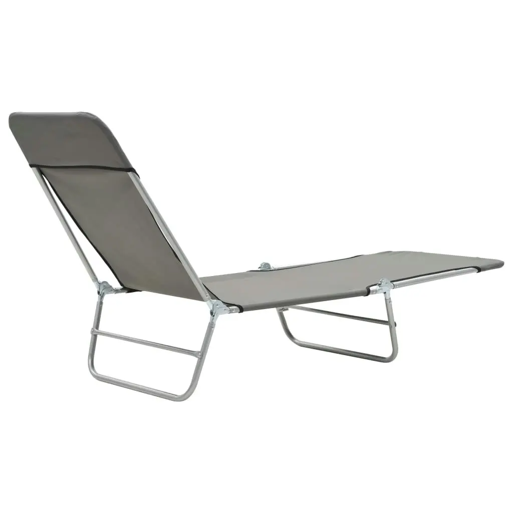 Folding Sun Loungers 2 pcs Steel and Fabric Grey 44302