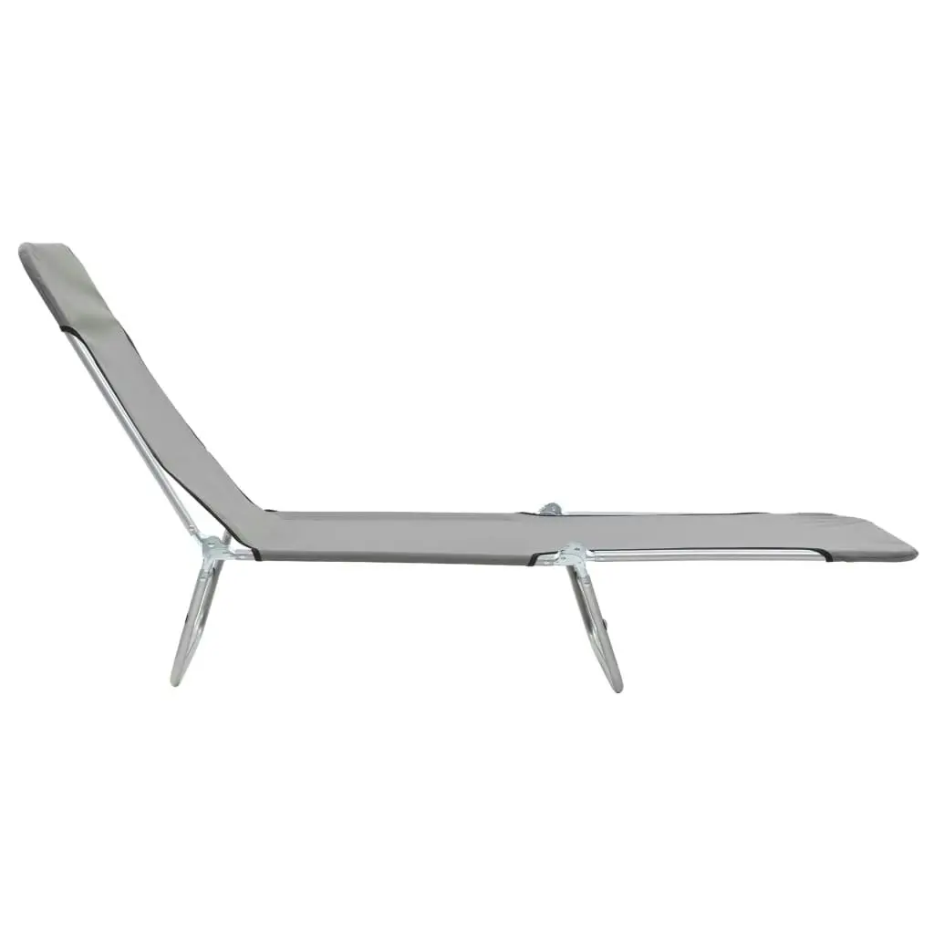 Folding Sun Loungers 2 pcs Steel and Fabric Grey 44302