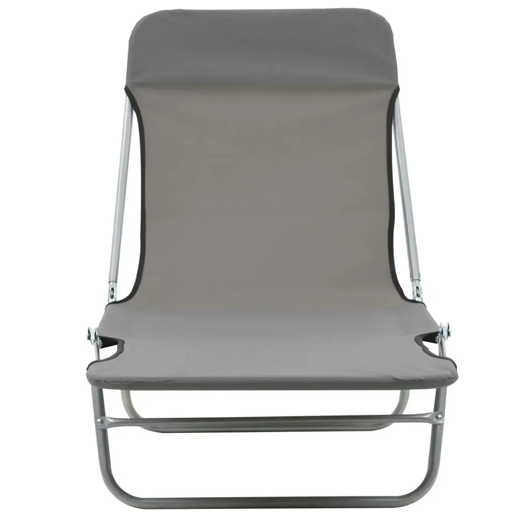 Folding Sun Loungers 2 pcs Steel and Fabric Grey 44302