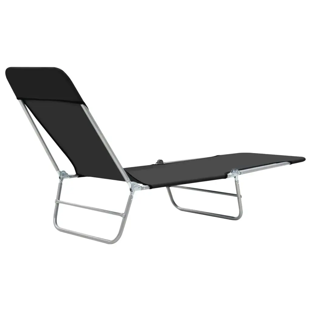 Folding Sun Loungers 2 pcs Steel and Fabric Black 44300