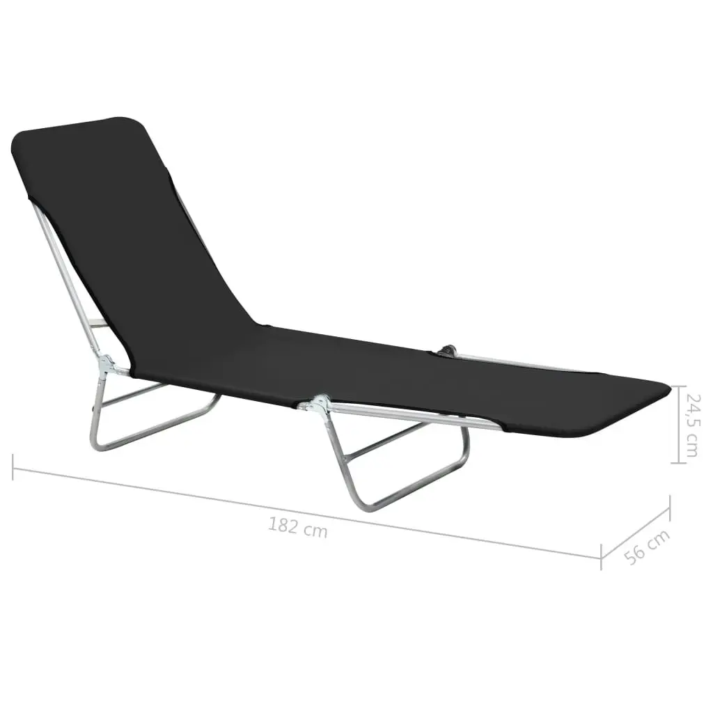 Folding Sun Loungers 2 pcs Steel and Fabric Black 44300