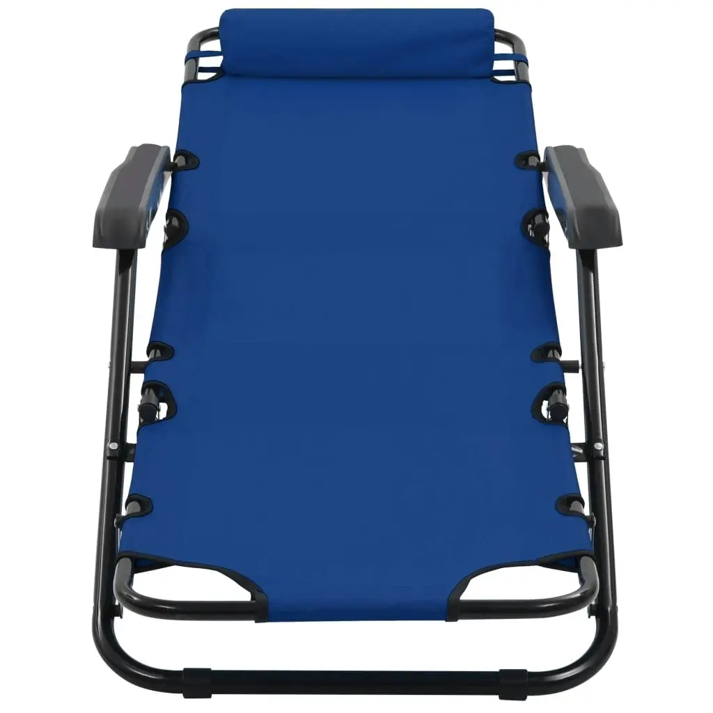 Folding Sun Loungers 2 pcs with Footrests Steel Blue 44342