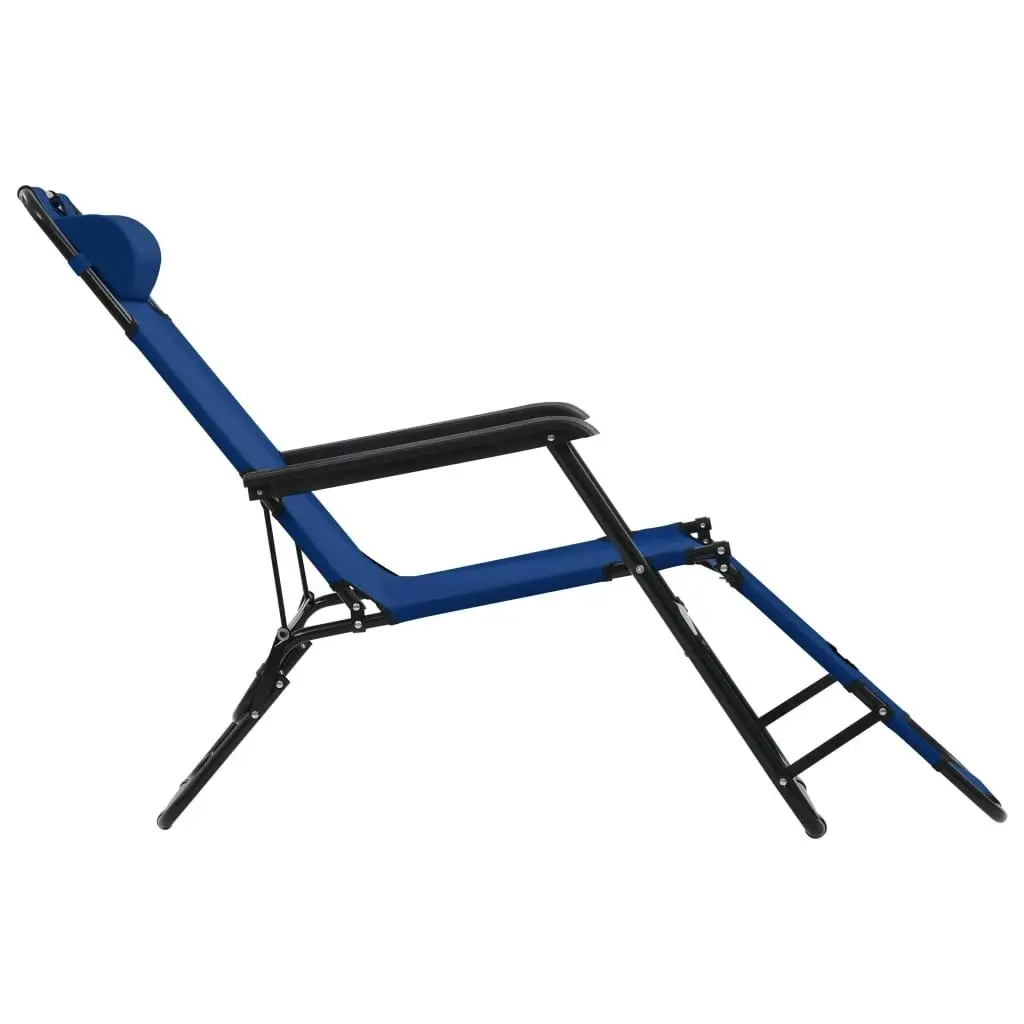 Folding Sun Loungers 2 pcs with Footrests Steel Blue 44342