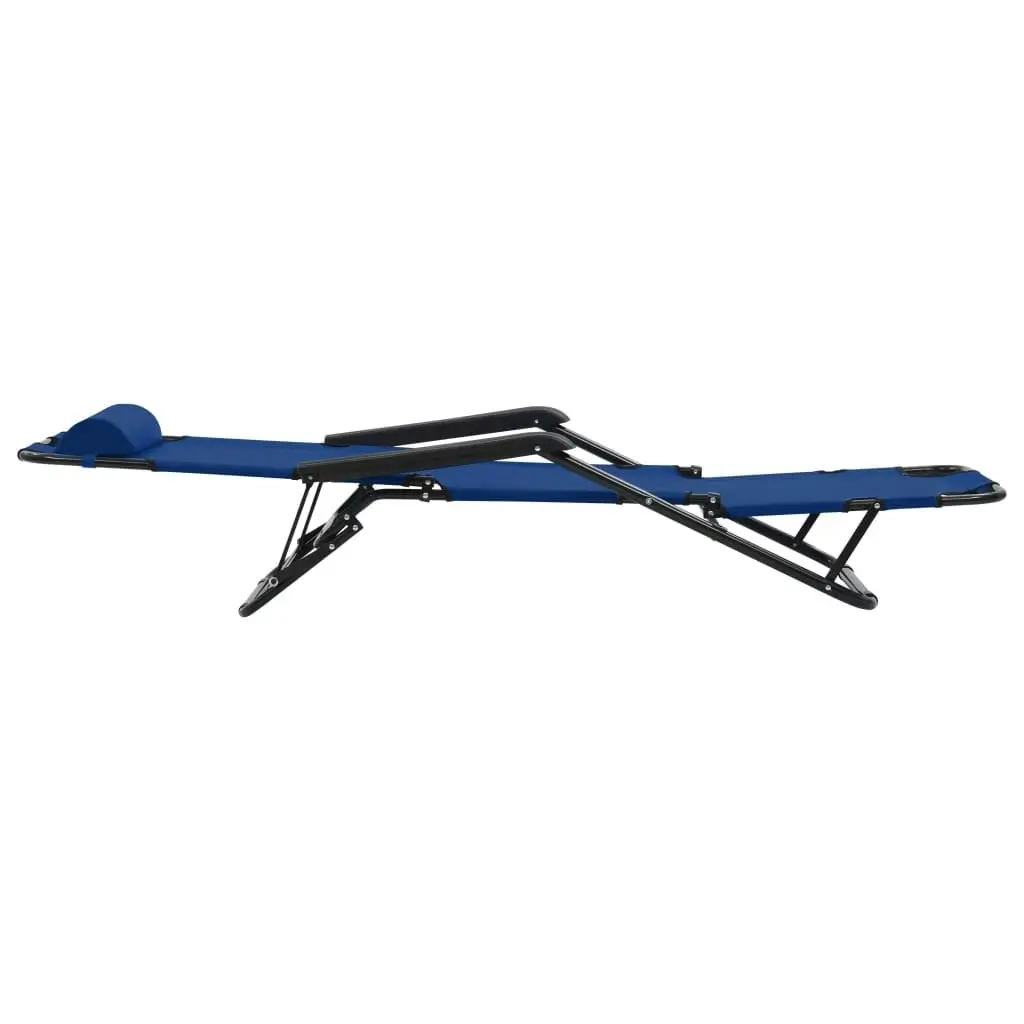 Folding Sun Loungers 2 pcs with Footrests Steel Blue 44342