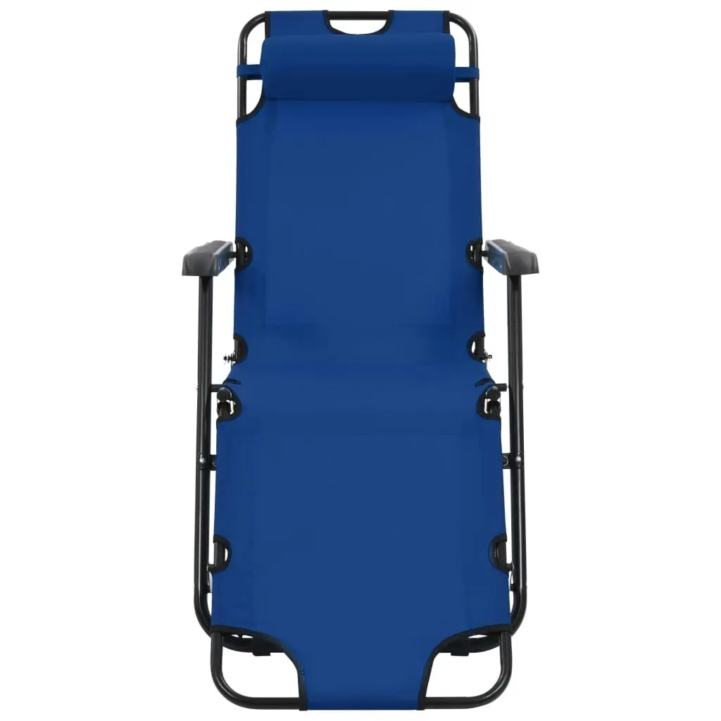 Folding Sun Loungers 2 pcs with Footrests Steel Blue 44342