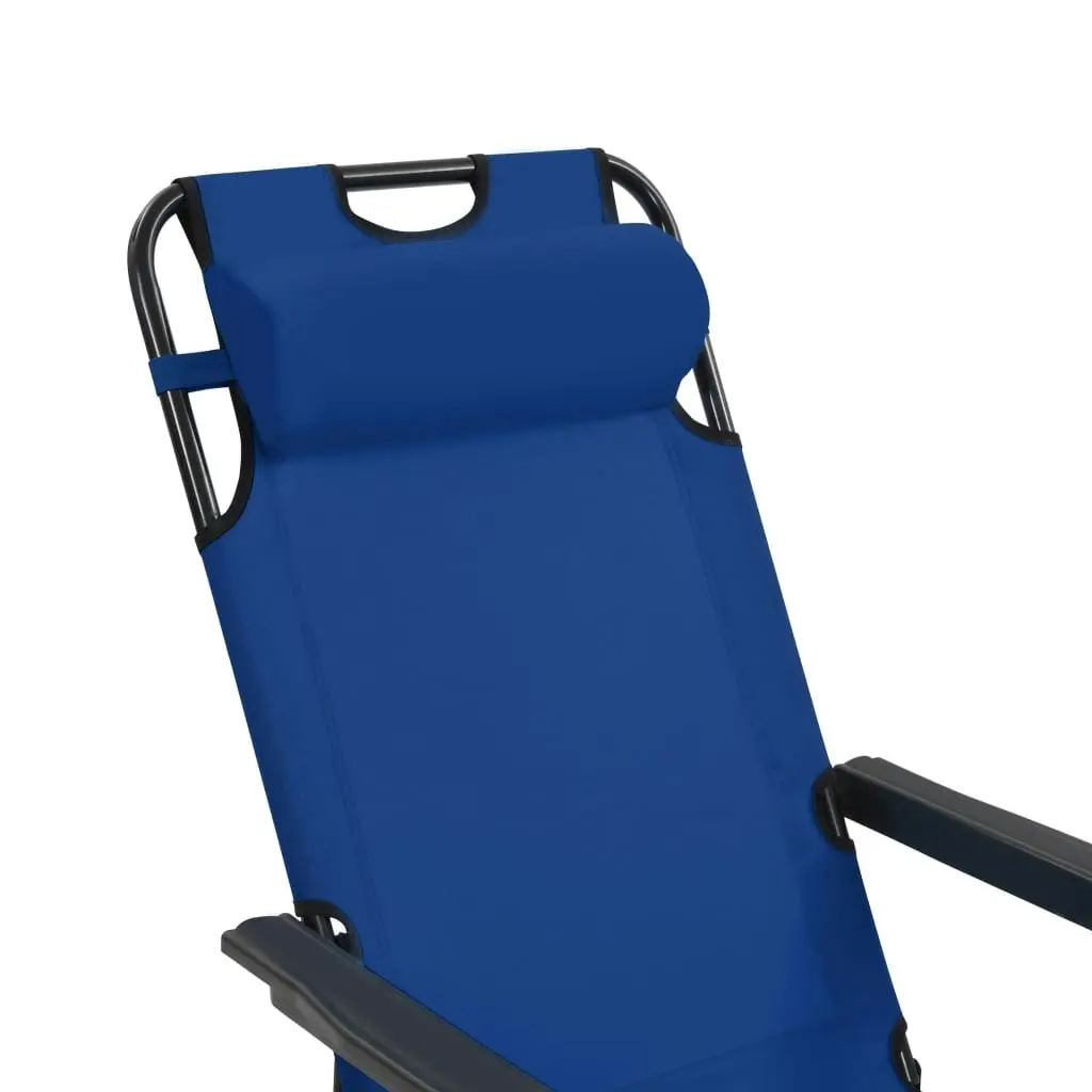 Folding Sun Loungers 2 pcs with Footrests Steel Blue 44342