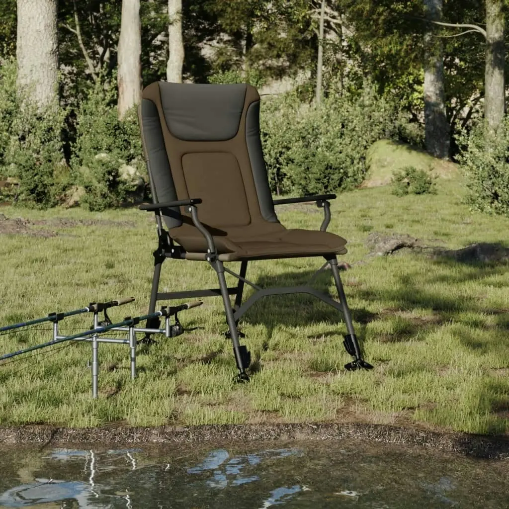 Fishing Chair with Armrest Foldable Taupe 4006419