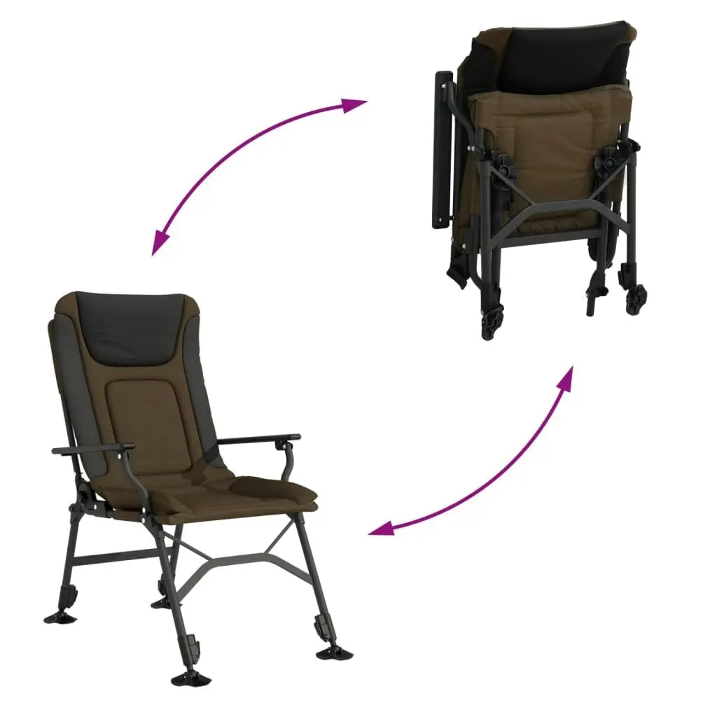 Fishing Chair with Armrest Foldable Taupe 4006419