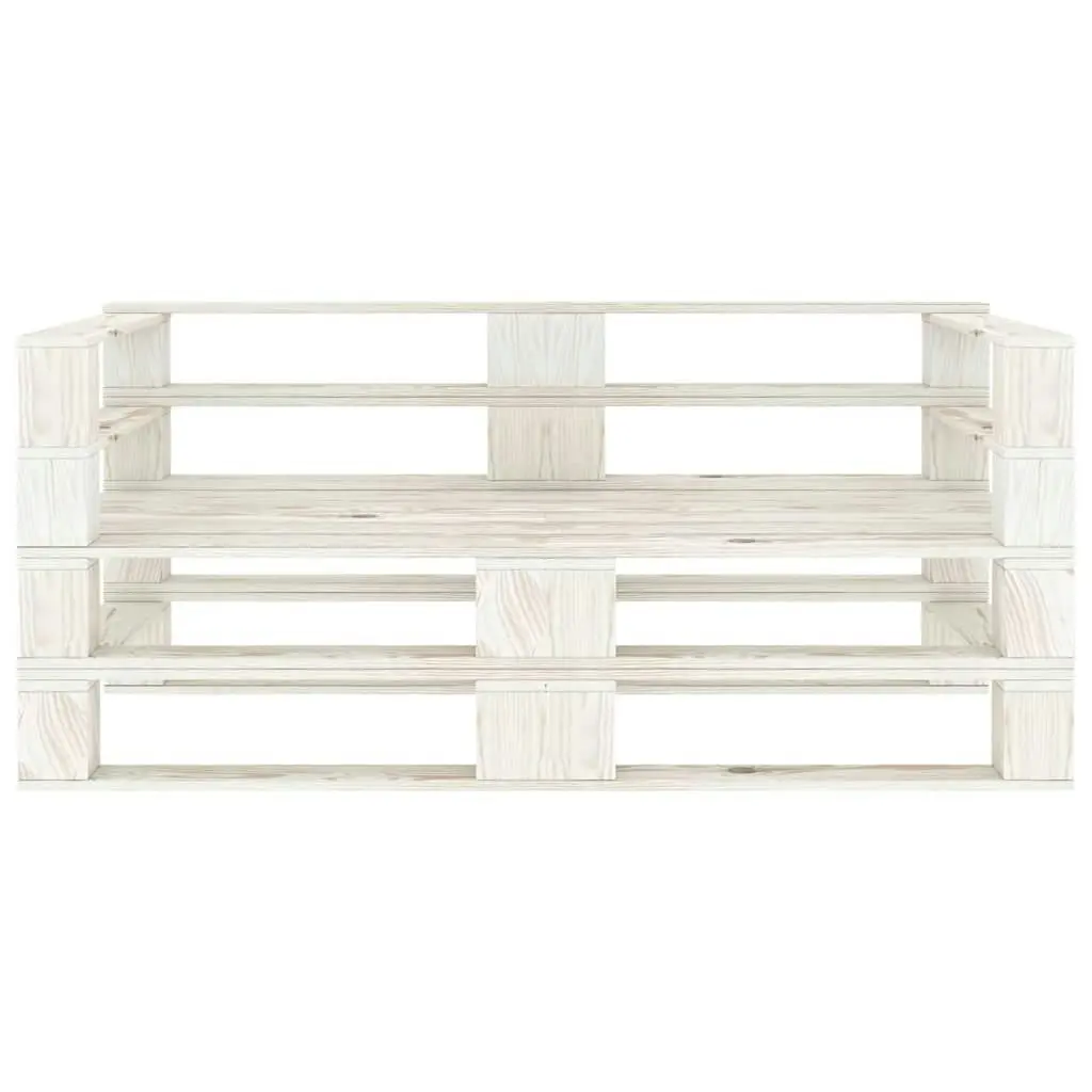 Garden 2-Seater Pallet Sofa White Solid Pinewood 3081761