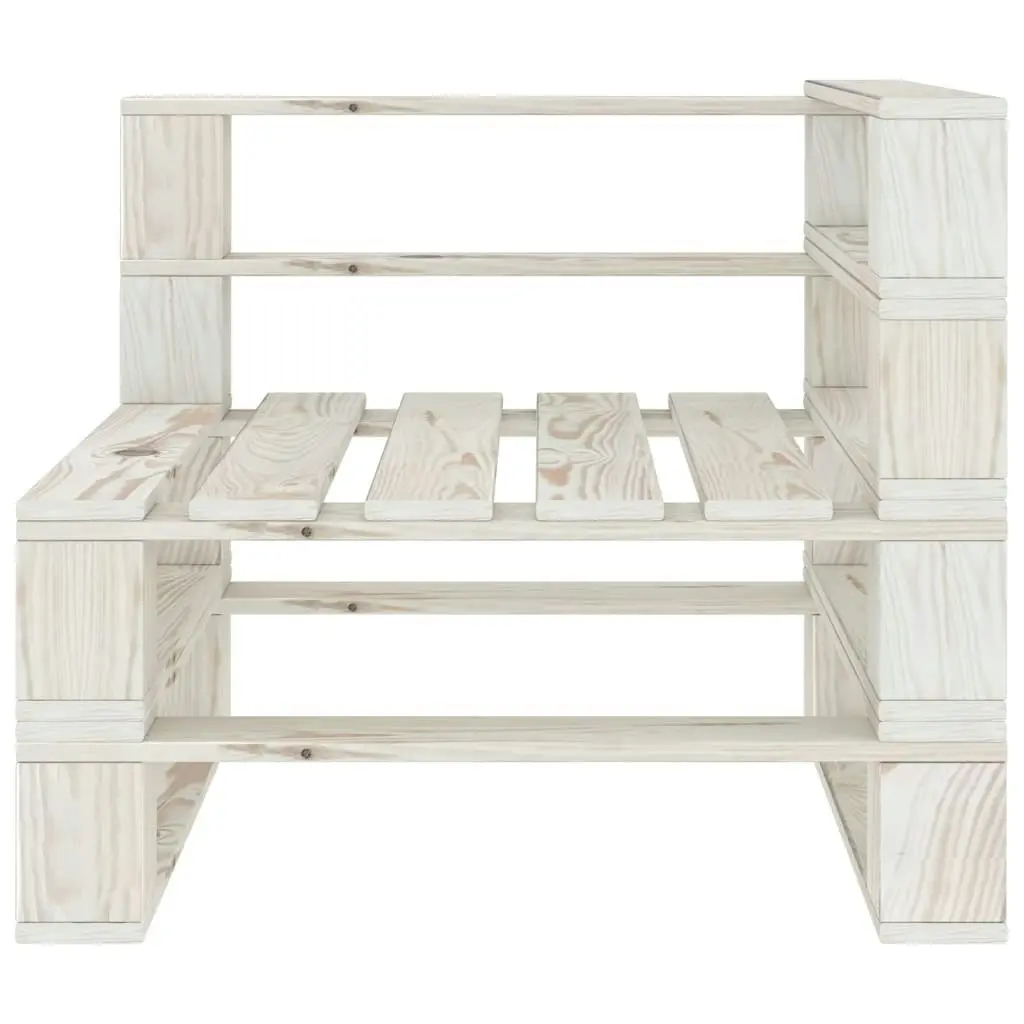 Garden 2-Seater Pallet Sofa White Solid Pinewood 3081761