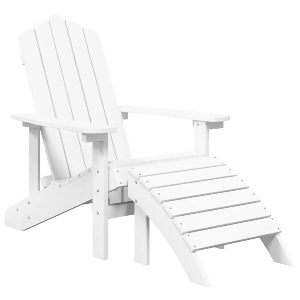 Garden Adirondack Chairs 2 pcs with Footstools HDPE White 3095696