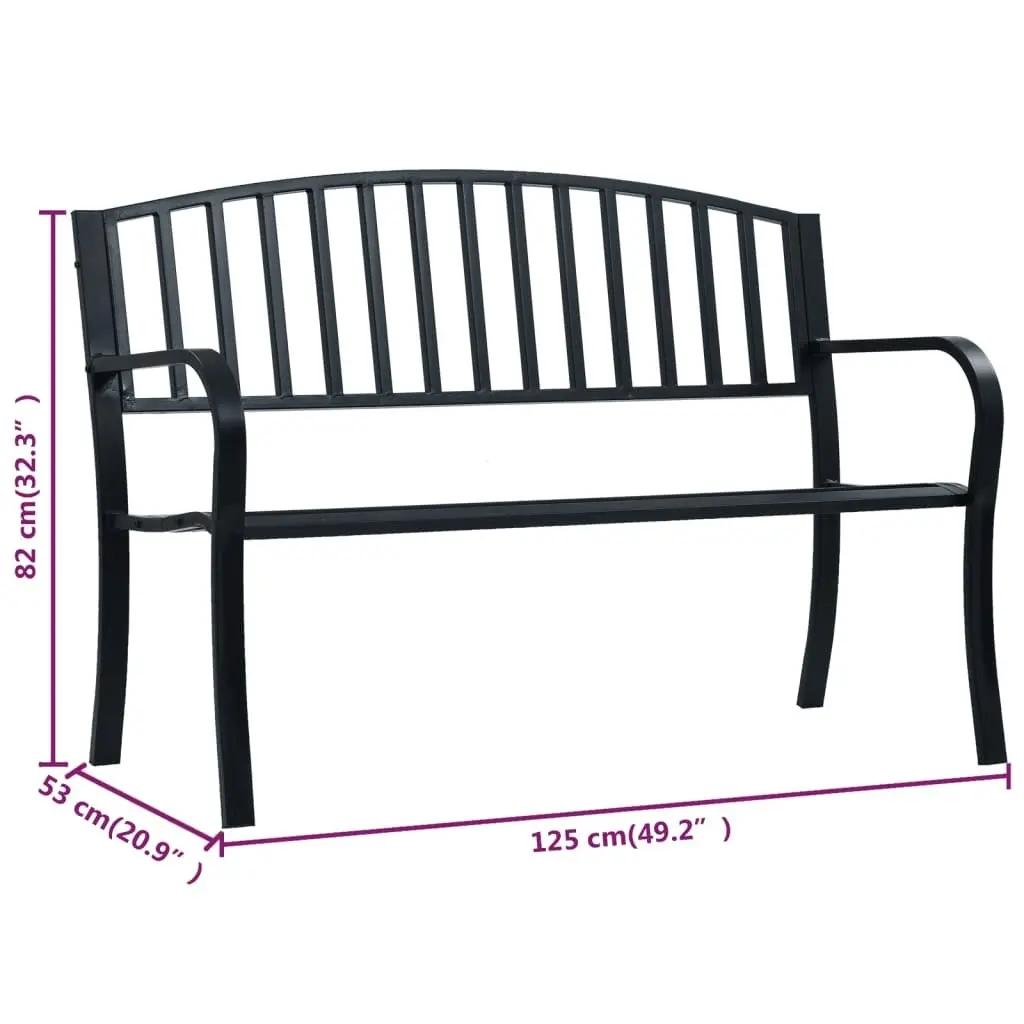 Garden Bench 125 cm Black Steel 47941