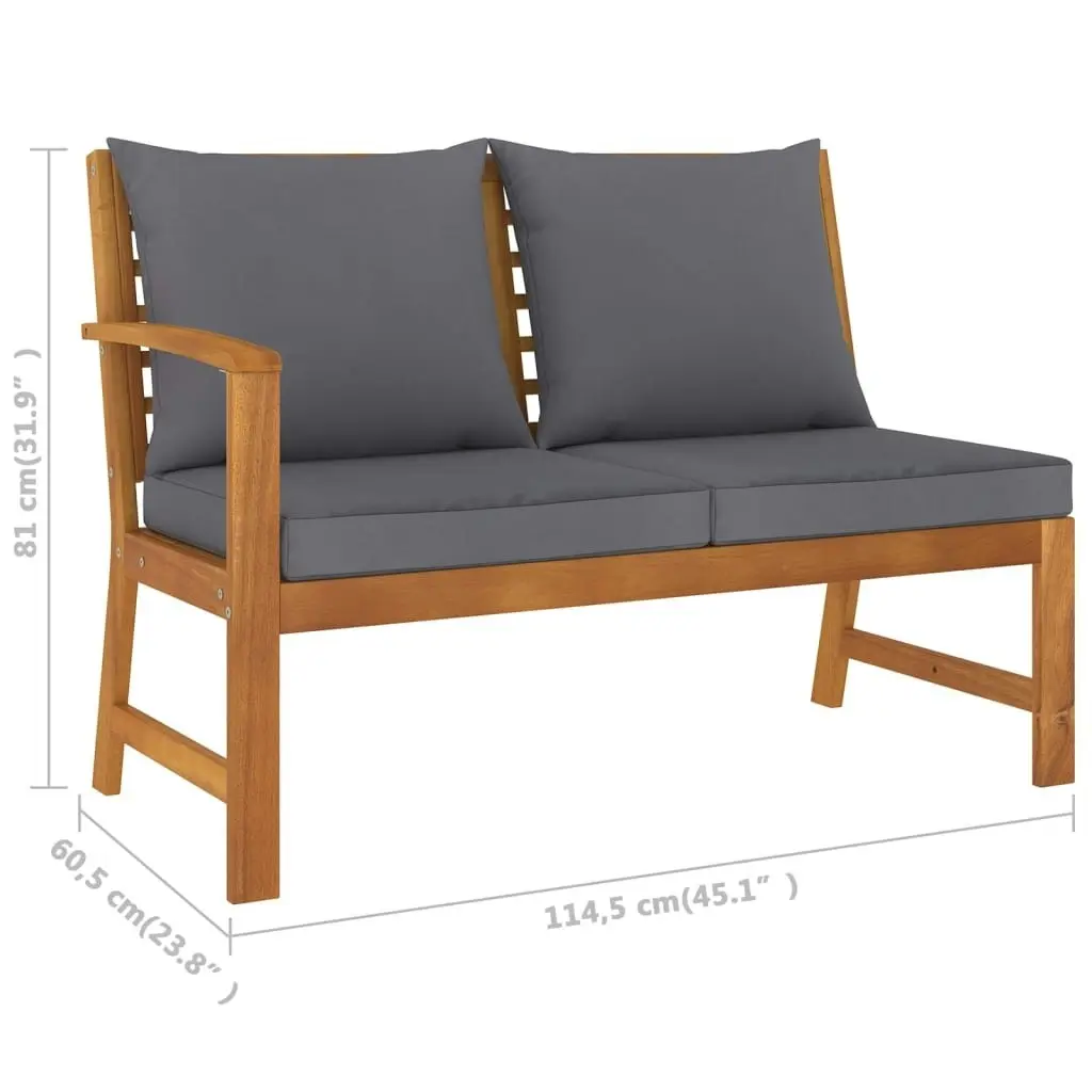 Garden Bench 114.5 cm with Dark Grey Cushion Solid Acacia Wood 311837