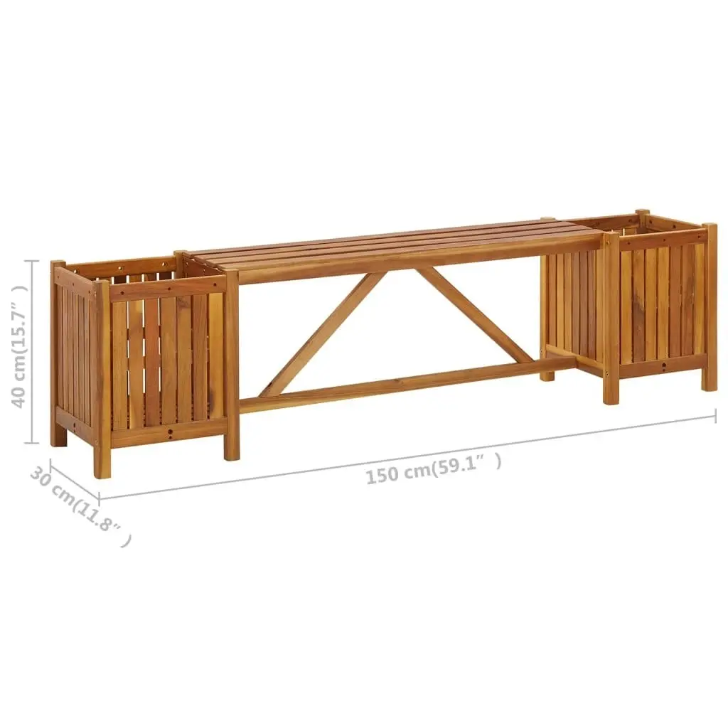 Garden Bench with 2 Planters 150x30x40 cm Solid Acacia Wood 46344