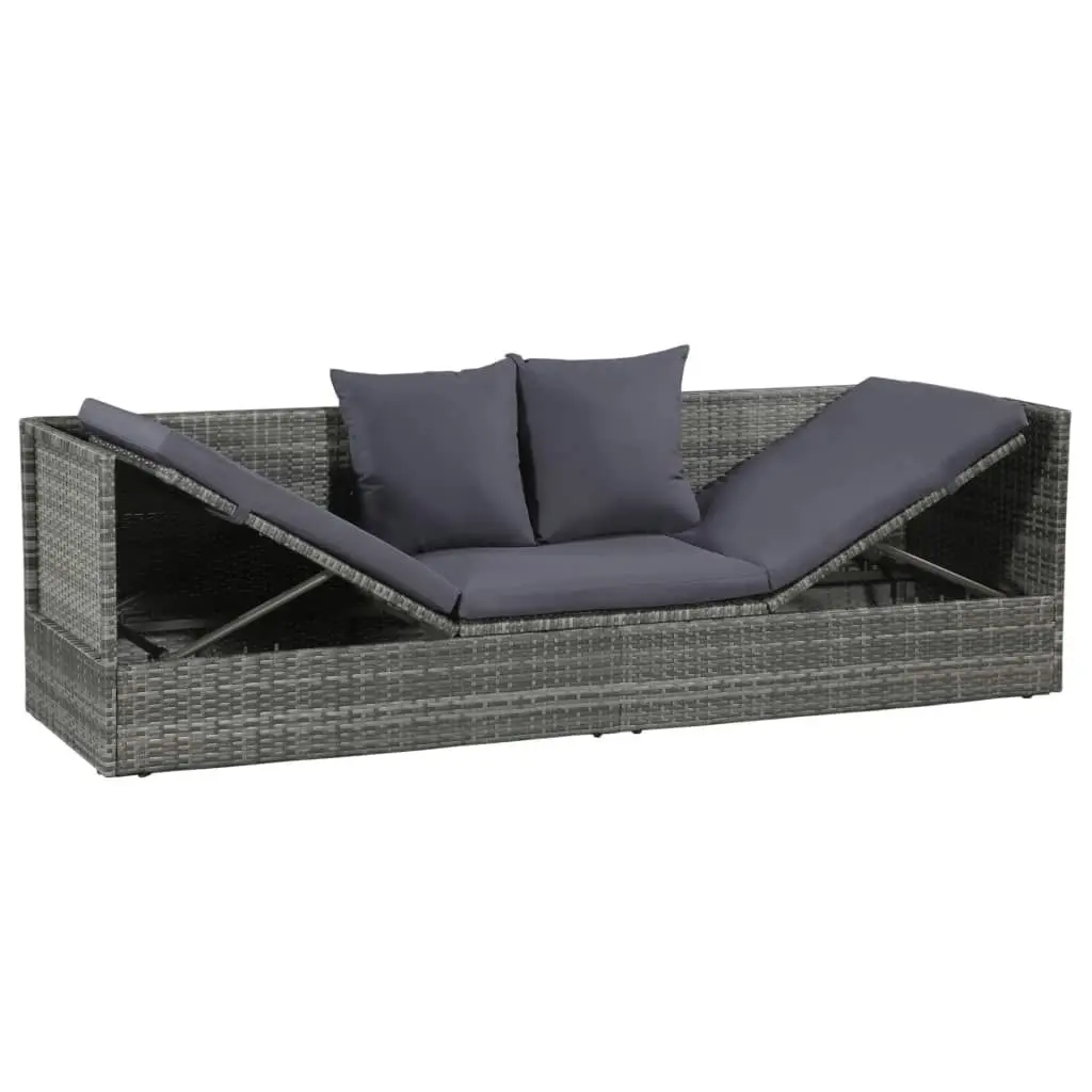 Garden Bed Grey 200x60 cm Poly Rattan 43959