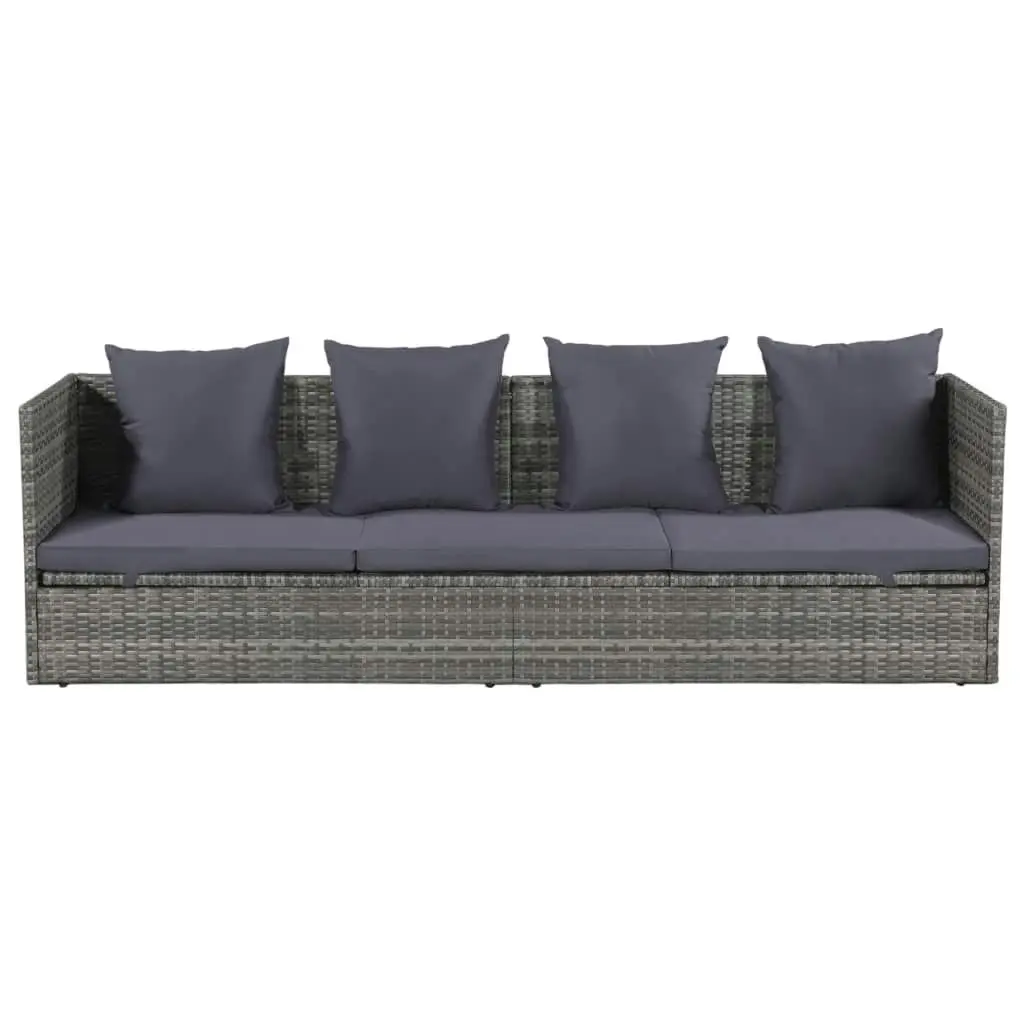 Garden Bed Grey 200x60 cm Poly Rattan 43959