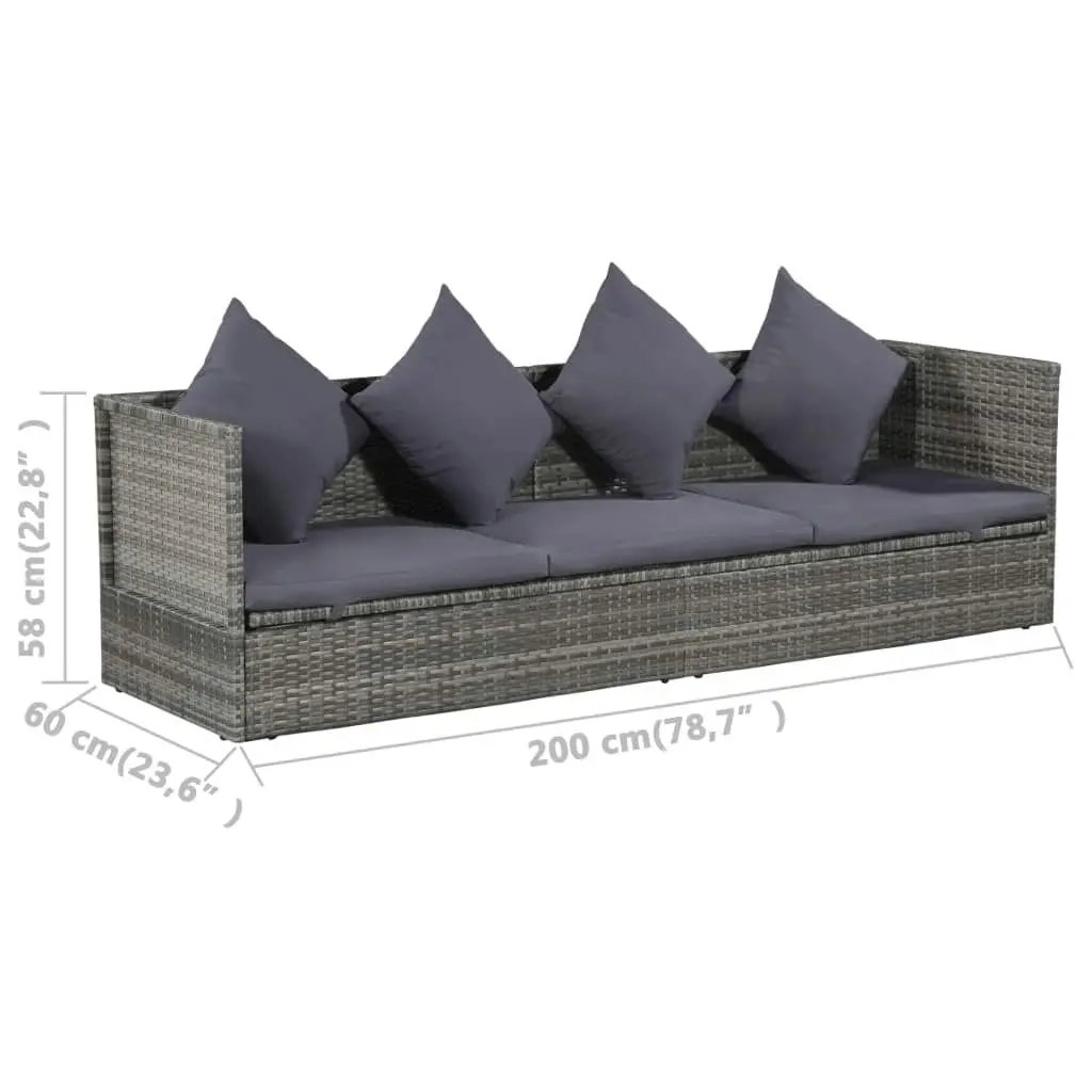 Garden Bed Grey 200x60 cm Poly Rattan 43959