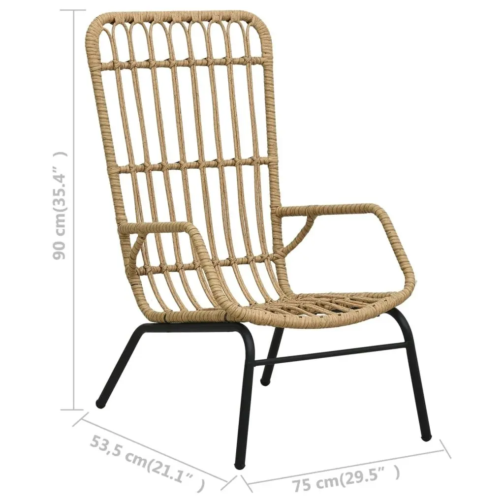 Garden Chair Poly Rattan Light Brown 48580