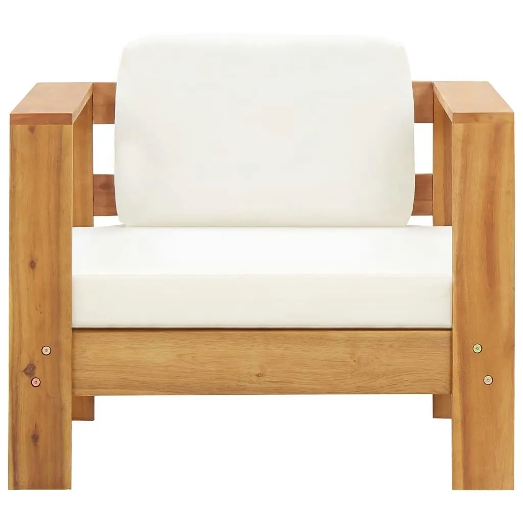 Garden Chair with Cushion Cream Solid Acacia Wood 47272