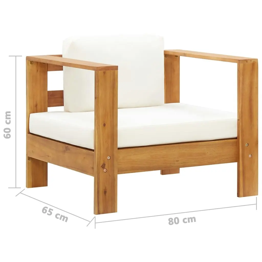 Garden Chair with Cushion Cream Solid Acacia Wood 47272