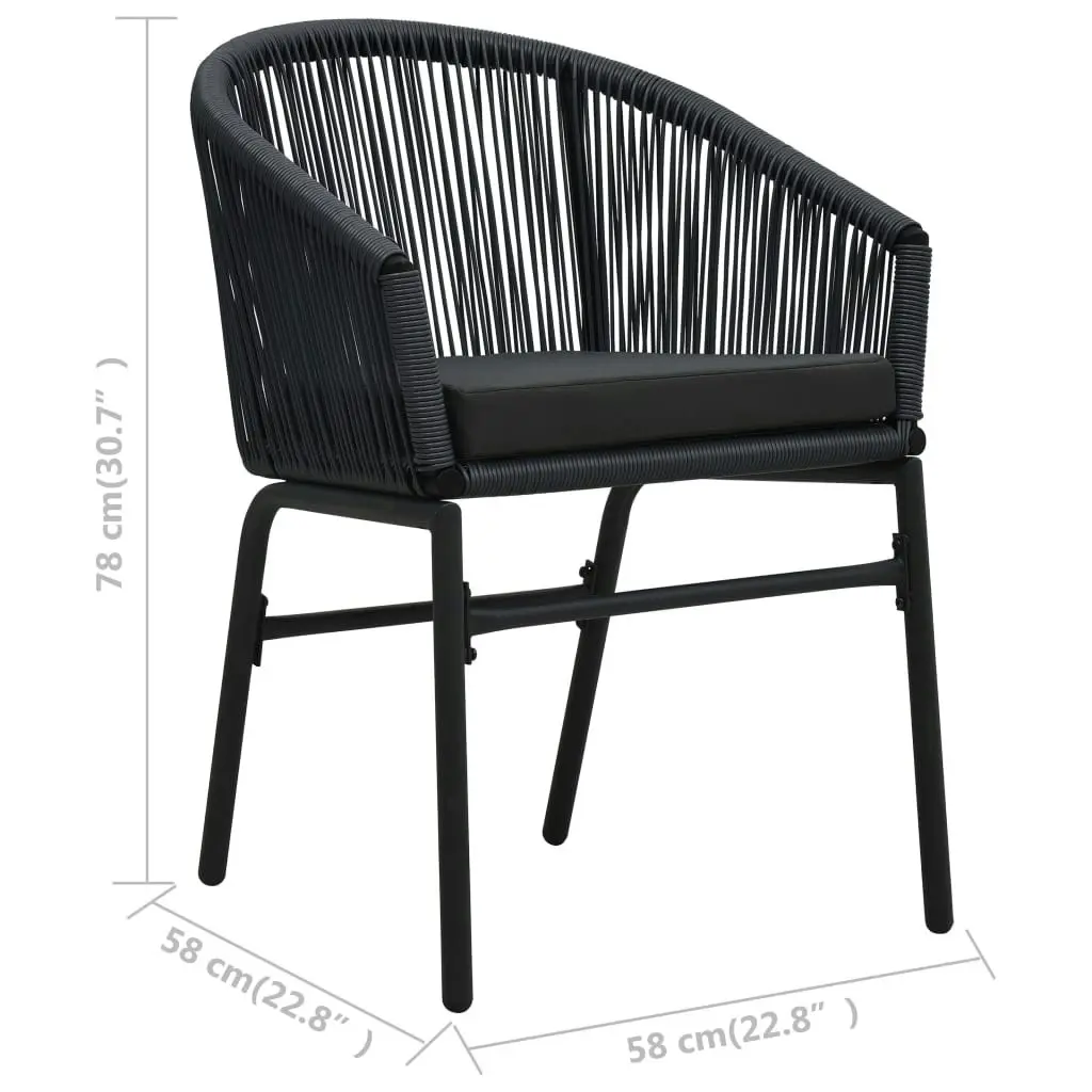 Garden Chairs 2 pcs Black PE Rattan 48135