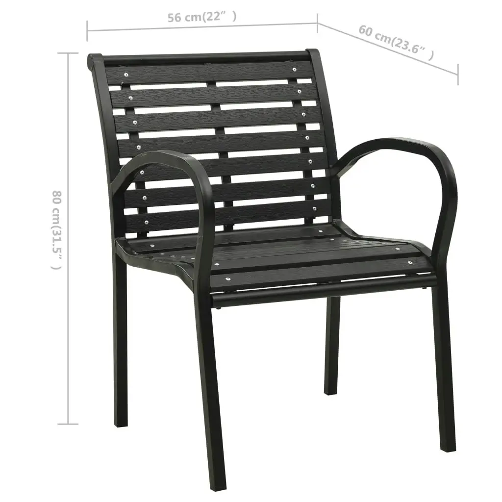 Garden Chairs 2 pcs Steel and WPC Black 312034