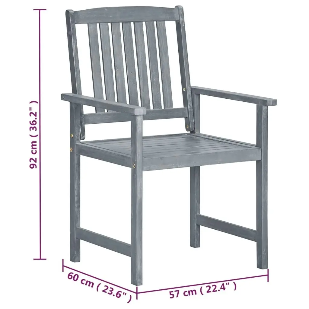 Garden Chairs 2 pcs Grey Solid Acacia Wood 45944