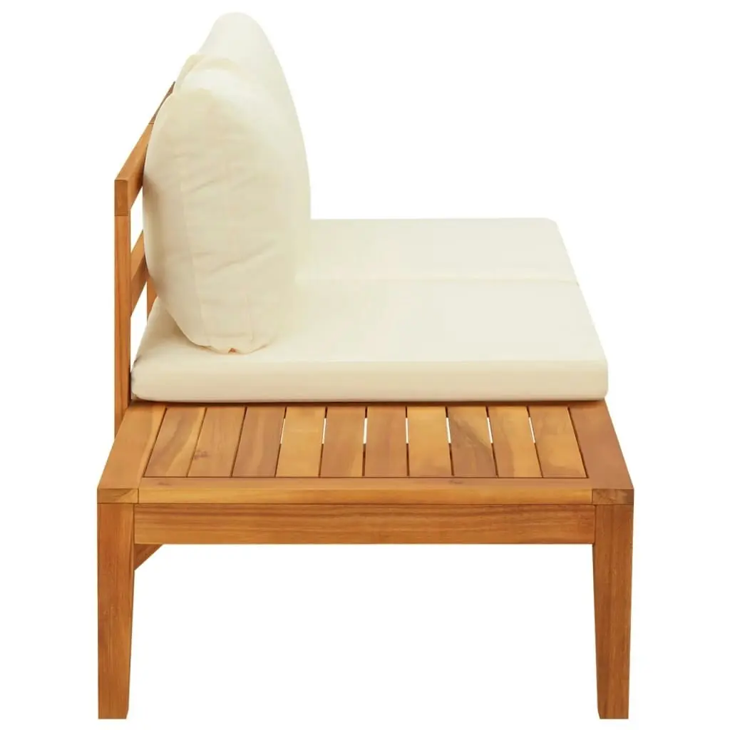 Garden Bench with Table Cream White Cushions Solid Acacia Wood 316314