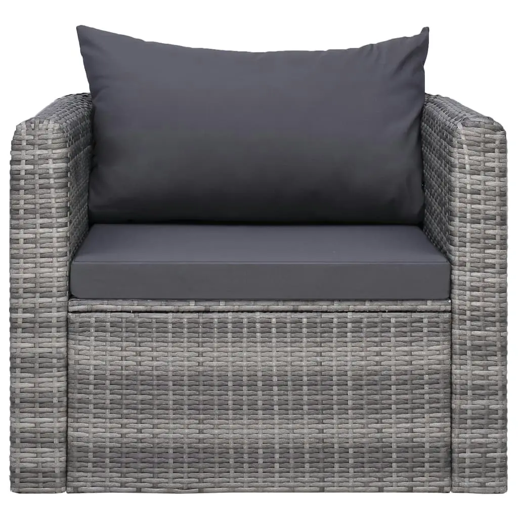 Garden Chair with Cushion and Pillow Poly Rattan Grey 44161