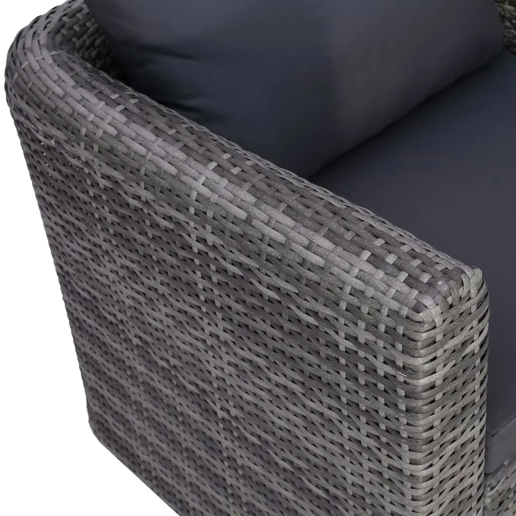 Garden Chair with Cushion and Pillow Poly Rattan Grey 44161