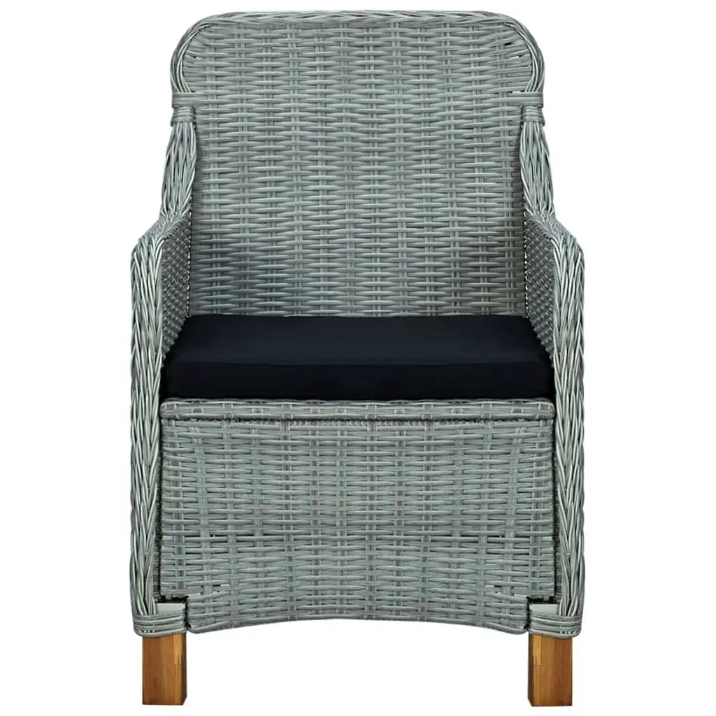 Garden Chairs with Cushions 2 pcs Poly Rattan Light Grey 313317