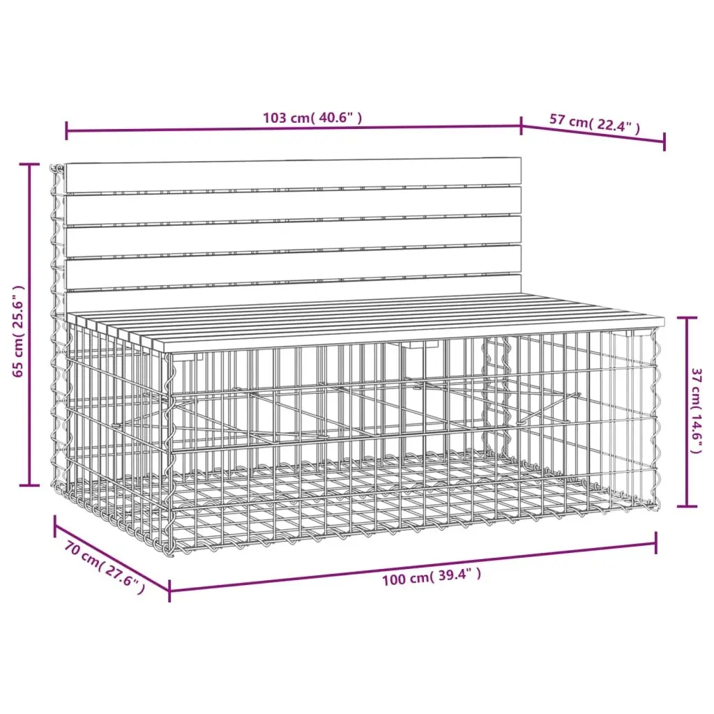 Garden Bench Gabion Design 103x70x65 cm Solid Wood Douglas 834375