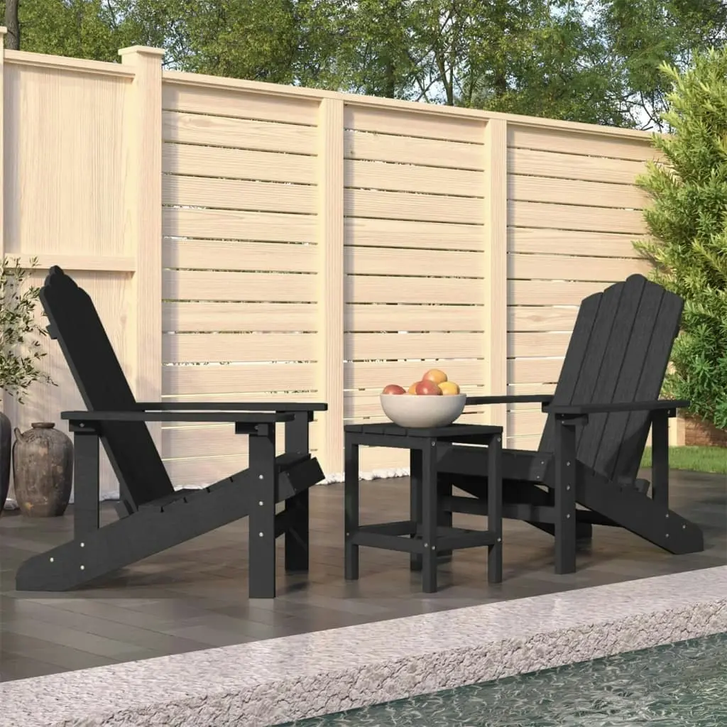 Garden Adirondack Chairs with Table HDPE Anthracite 3095705